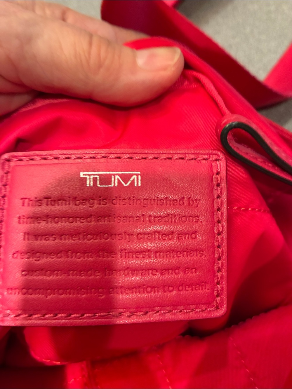 Tumi Bright Red Nylon Shoulder Bag with Front Pocket - Picture 4 of 10